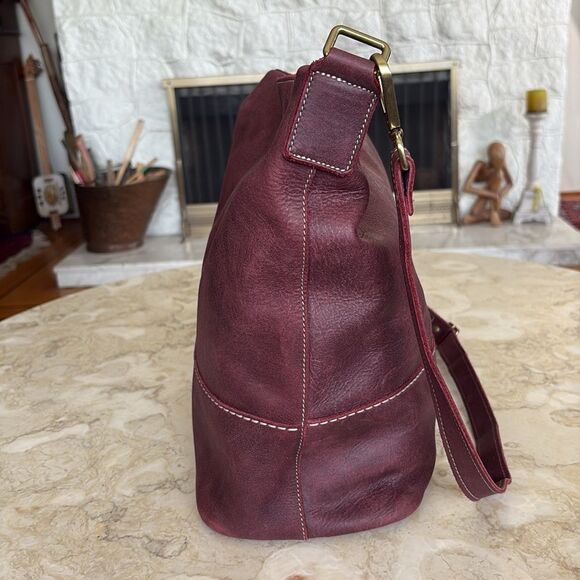 Roots Leather Extra Large Hobo Bucket Shoulder Crossbody Bag Made in Canada - Picture 6 of 14